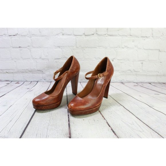 Cole Haan Brown Leather Adjustable Strap Mary Jane High Heel Shoes Sz 6 B - Picture 2 of 9